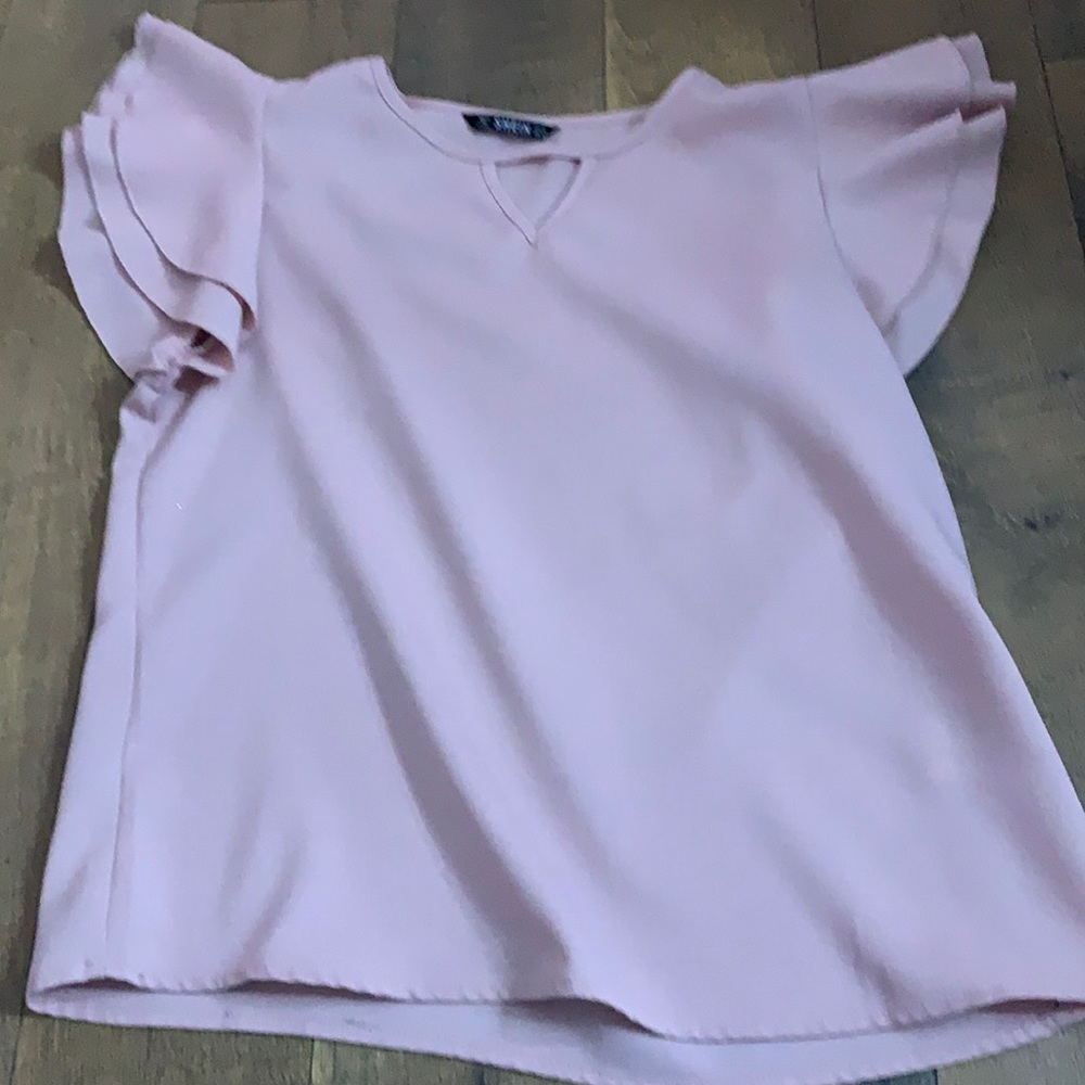 Soft pink ruffled sleeve Shein blouse